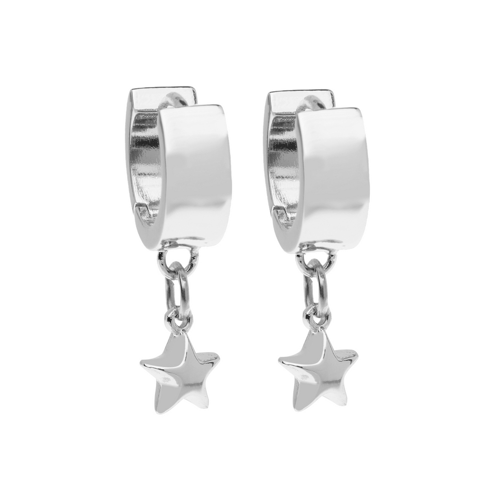 Foxy Originals Puffy Star Earrings Silver Tone "She's All That"